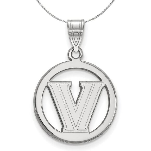 Sterling Silver Villanova U. Small Circle Pendant Necklace - 24 Inch - Picture 1 of 8